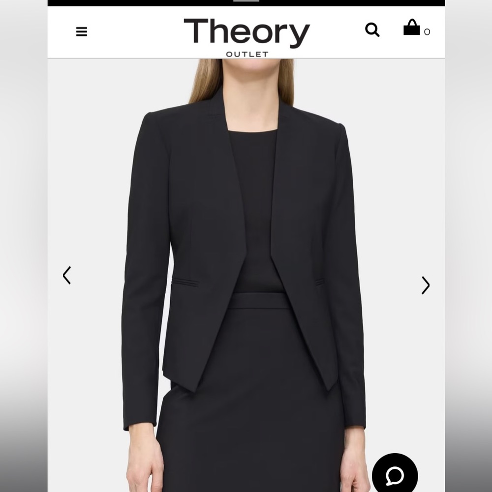 Theory Skirt Suit - pencil skirt and angeled open blazer stretch wool
